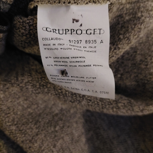 Vintage Giorgio Armani Brown Tunic Top Size 12 Chunky Virgin Wool Button Loop - Picture 6 of 12